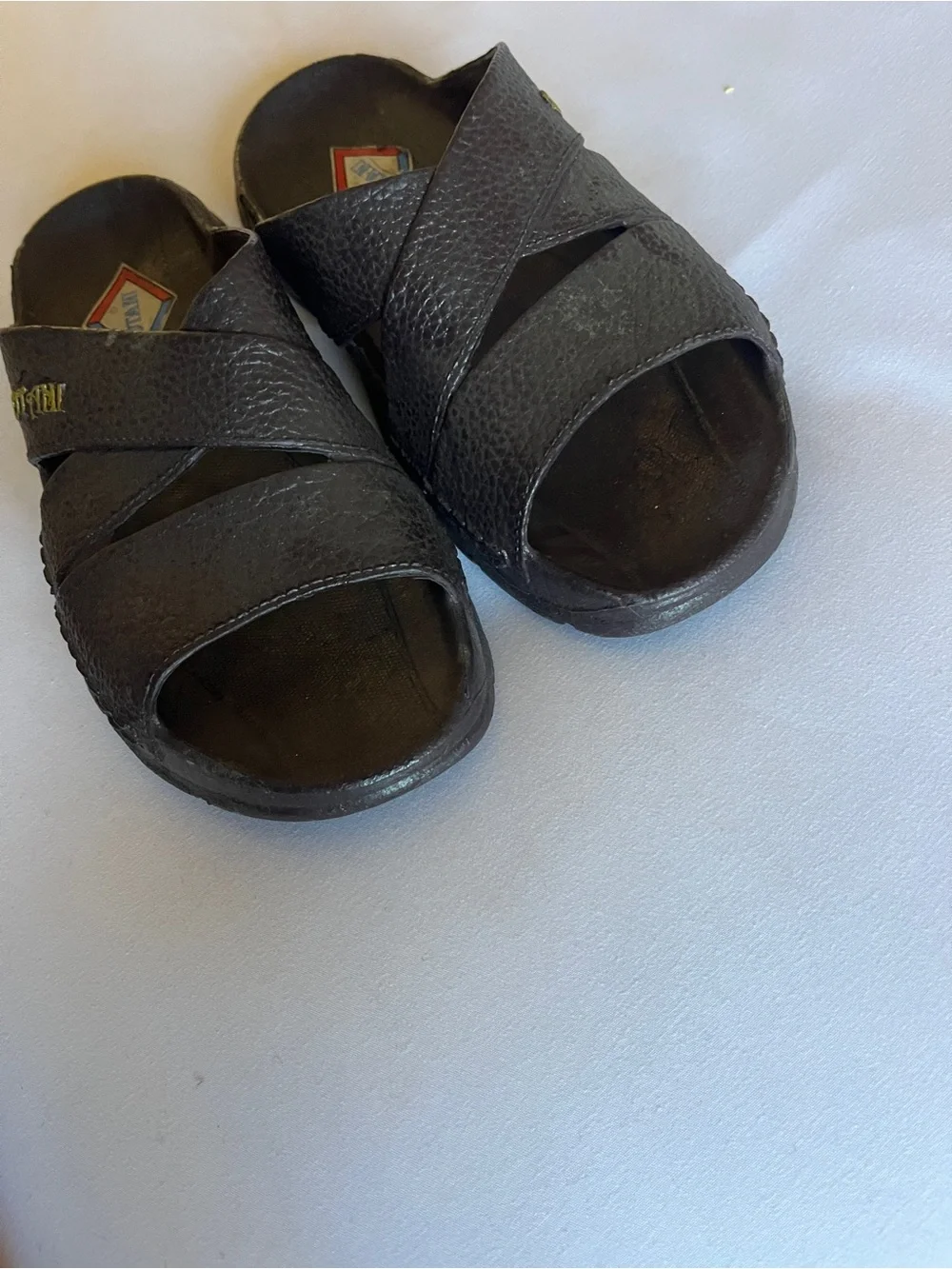 OTANI 505 Dark Brown Textured Slide Sandals Size M Made In Thailand Open Toe